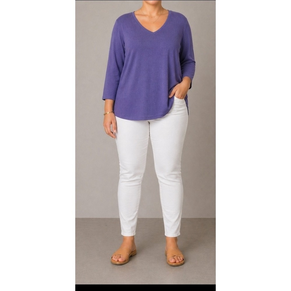 Talbots Purple Lightweight Knit Sweater Shirt V Neck Pullover Cotton Bl Size 2x